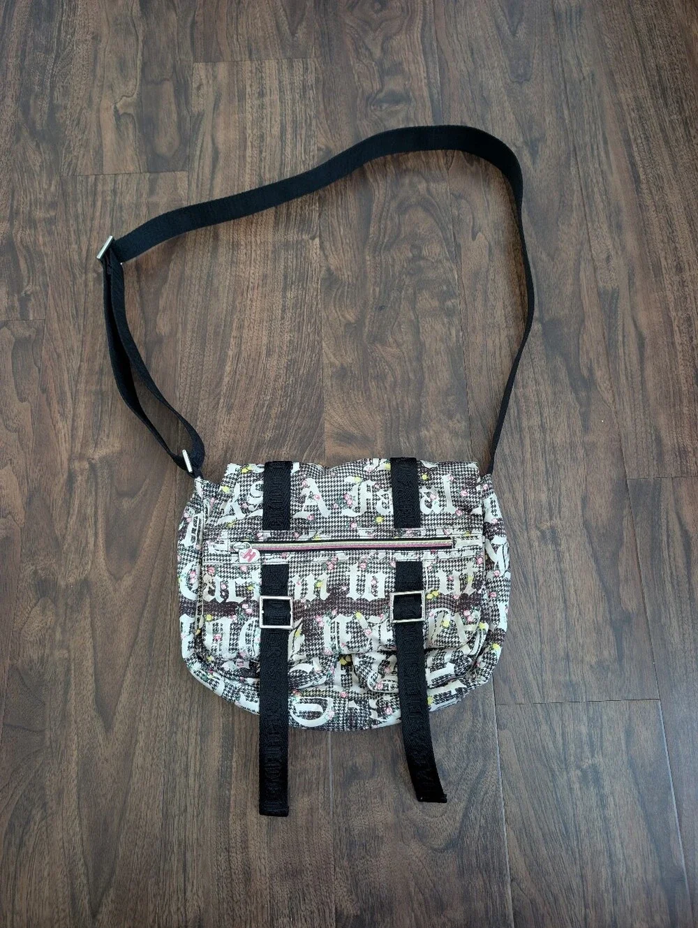 Harajuku Lovers Black Strap Printed Crossbody Bag Gwen Stefani Y2K 2000s